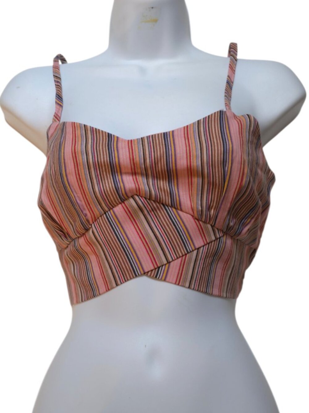 NWT B.O.G. Collective Striped Bustier Crop Top M Smocked Boho Y2K